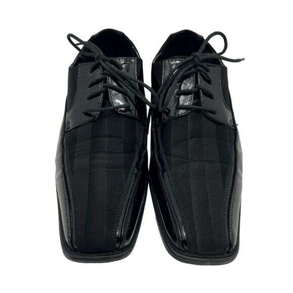 Viotti Other - Derby Mens 8.5 Dress Shoes Black Striped Satin Upper Square Toe Viotti